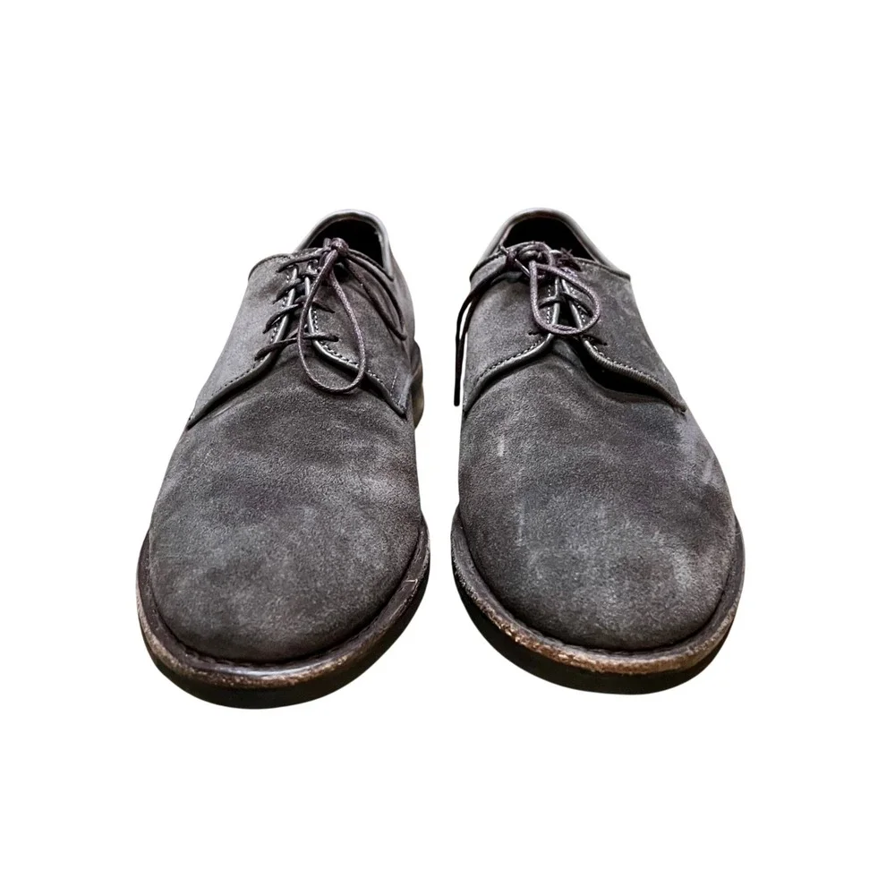 Allen Edmonds Nomad Derby Shoes Mens 9.5 D Grey Suede Plain Toe Blucher Preppy
